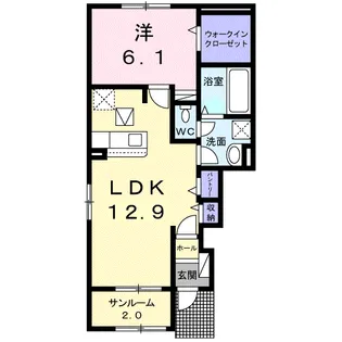 1LDKの間取り画像