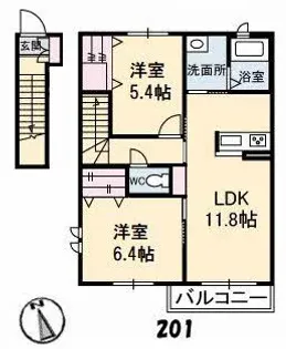 パ・ザ・パ【2階】の間取り