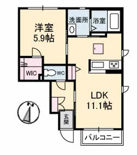 トルマリーナ A棟【101号室】の間取り