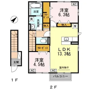 ウィット室積Ⅲ【2階】の間取り