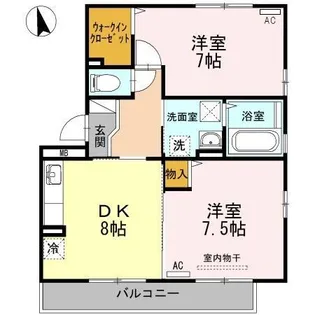 セジュールスハマ A棟【2階】の間取り