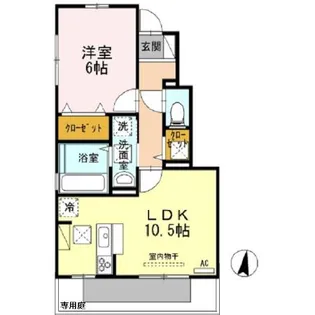 アンジュ ド ボヌール B棟【1階】の間取り