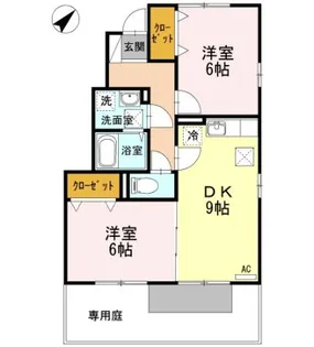 セジュール湯女 A棟【A101号室】の間取り