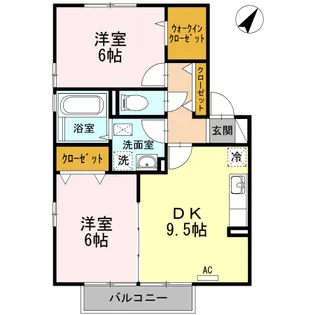 メゾンルージェ D棟【D-202号室】の間取り