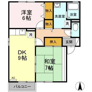 サンライズ夜市A棟B棟 B棟【B205号室】の間取り