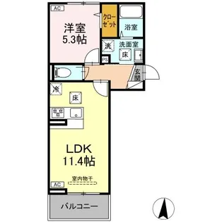 ウィルコート仙崎【1階】の間取り