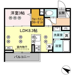 サンガーデン新山口 A【A303号室】の間取り