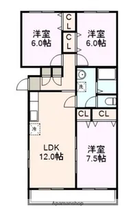 ロイヤルパレス西岐波【303号室】の間取り