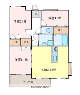 ローズブリック弐番館【201号室】の間取り