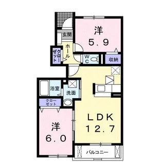 リバーサイドサワナミC【1階】の間取り