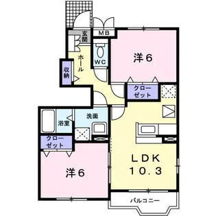 アパシーブレ Ⅰ番館【1階】の間取り