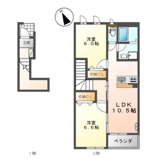 ハイツ江昭 B棟【2階】の間取り