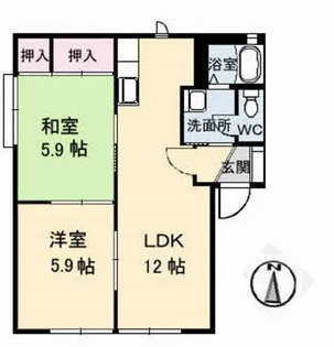 Uハイツアベニール【2階】の間取り