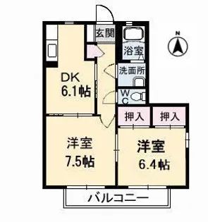 シャーメゾンきらら B棟【2階】の間取り