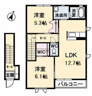 2LDKの間取り画像