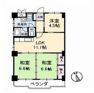 真締川ハイツ【3階】の間取り