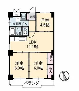 真締川ハイツ【4階】の間取り