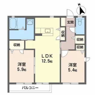 Uハイツ カリス【2階】の間取り