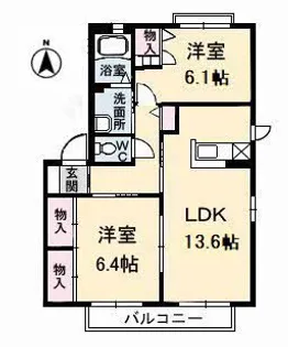 シャーメゾンふじ Ⅱ棟【2階】の間取り