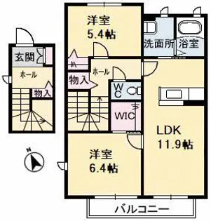 シャーメゾン際波 C棟【2階】の間取り
