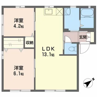ディアス恩田 B棟【1階】の間取り