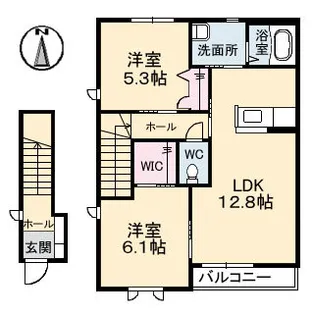 シャーメゾンサンパティオ【2階】の間取り