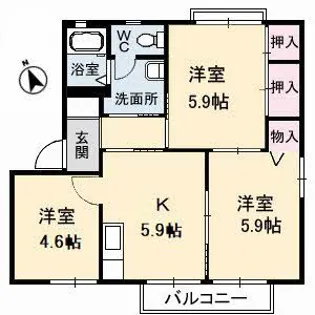 ディアスまさご B棟【2階】の間取り