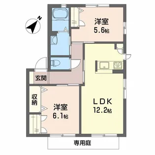 シャーメゾン洛陽 B棟101号室【1階】の間取り