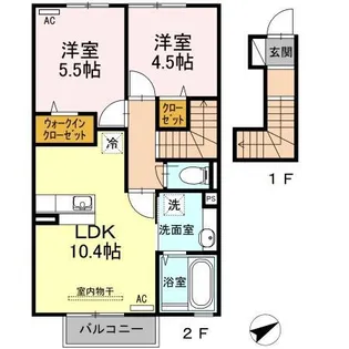 アイネヴェルト仁保津【2階】の間取り