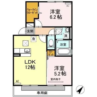 グランディール ウベ B棟【1階】の間取り