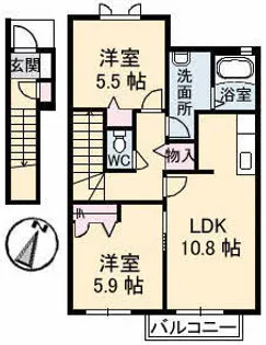 メゾン グリーンガーネット【2階】の間取り