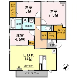 アンジュ小郡【3階】の間取り