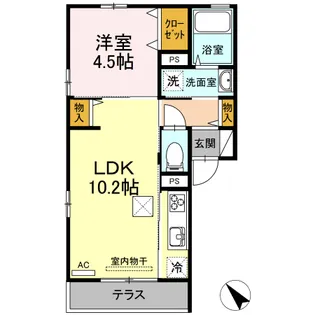 エバーグリーン B棟【1階】の間取り