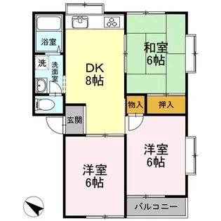 湖水ハイツ B棟【2階】の間取り