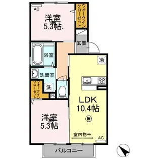 ハイム仁保津沖【2階】の間取り