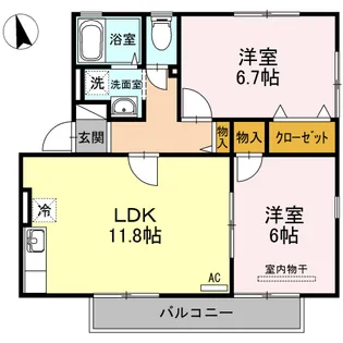 ハイカムール麻美 B棟【1階】の間取り