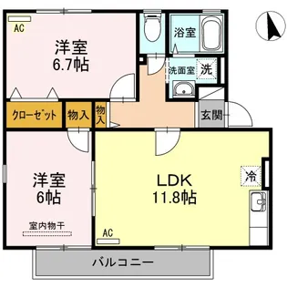 ハイカムール麻美 B棟【2階】の間取り