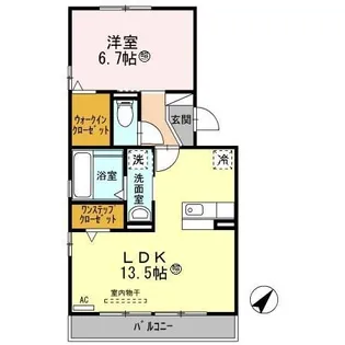 1LDKの間取り画像