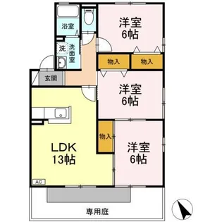 ウィルモア床波 A棟【1階】の間取り