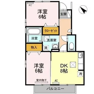 グランモアキワラ B棟【1階】の間取り