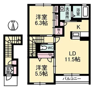 シャーメゾン黒石【202号室】の間取り
