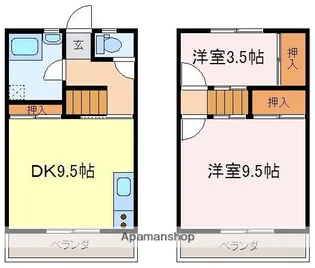 西梶返アパート【202号室】の間取り