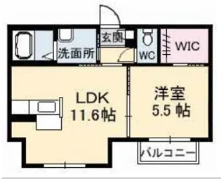 シャーメゾンヤナイC【1階】の間取り