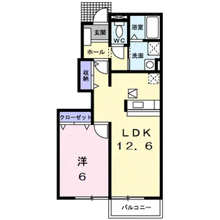 美祢パレス ジャガール D【1階】の間取り
