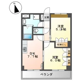 コーポエスポワール西割【2階】の間取り