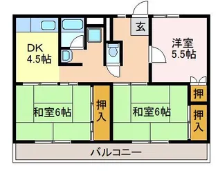 ビレッジハウス小野田3号棟【2階】の間取り