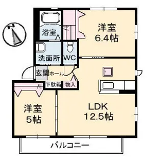 シャーメゾントゥモロー B棟【1階】の間取り