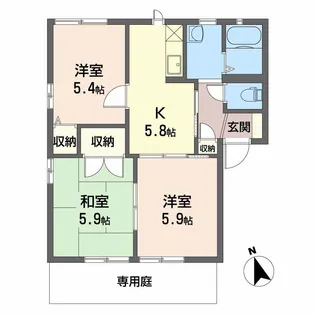 メゾンクレール【101号室】の間取り