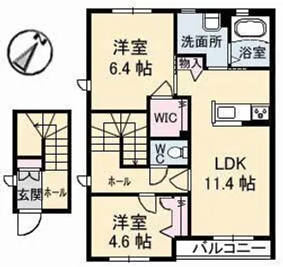 シャーメゾンELAN B棟【0201号室】の間取り