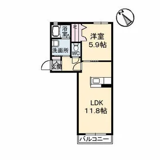 1LDKの間取り画像